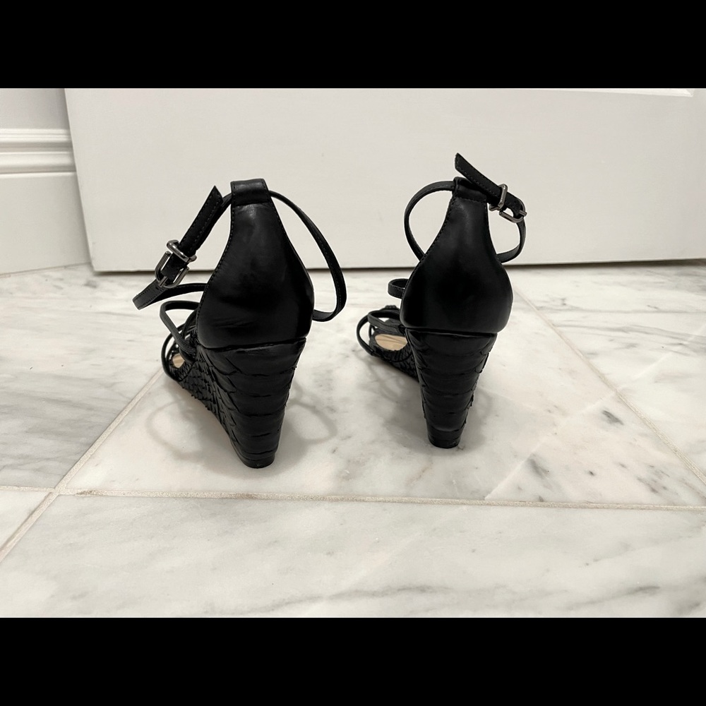Alexandre Birman black snakeskin wedge Sandals